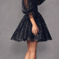 Juliet 895 Short A-Line Glitter Boned Dress Detachable Puff Sleeves