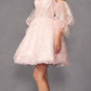Juliet 895 Short A-Line Glitter Boned Dress Detachable Puff Sleeves