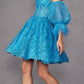 Juliet 895 Short A-Line Glitter Boned Dress Detachable Puff Sleeves
