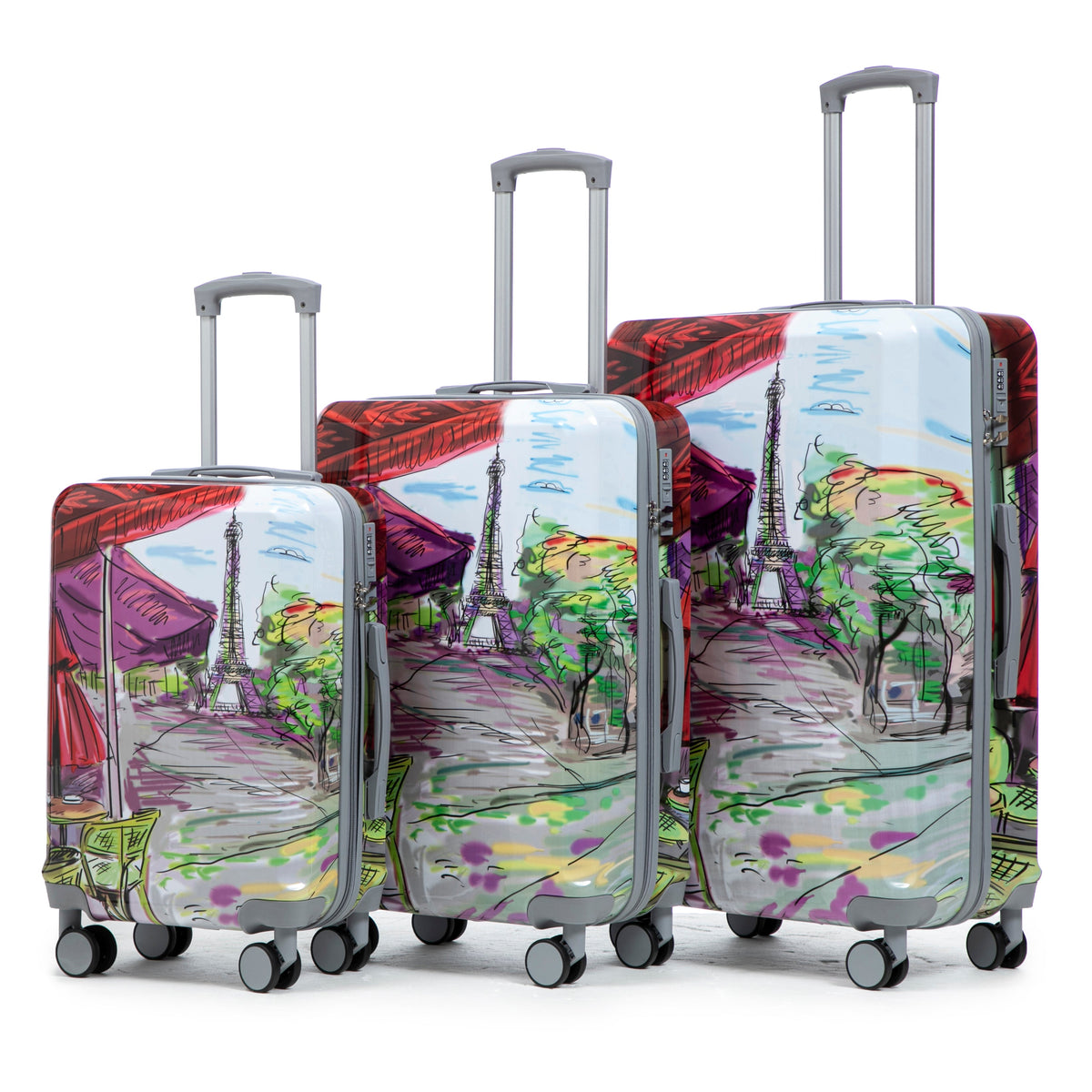 HouseOfZazla PC spinner wheel luggage set with combination lock and durable hard case