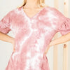 Heimish Full Size Ruffled Sleeve Tie Dye Top Plus Size - Mauve/Ivory