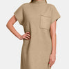 Zenana Short Sleeve Sweater Mini Dress - H. Mocha