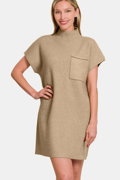 Zenana Short Sleeve Sweater Mini Dress - Farnelli