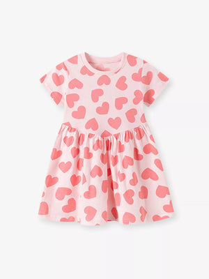 Children's Heart Print Casual Dress - Farnelli