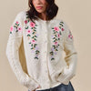 SO ME Floral Embroidered Coquette Sweater Cardigan - IVORY