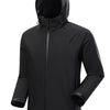 Men's Full Size Lightweight Hooded Windproof Outdoor Jacket Plus Size - Black