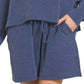 Zenana Corded Rib Long Sleeve Tee and Shorts Set - Farnelli