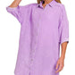Zenana Washed Double Gauze Button Down Shirt Dress - Farnelli