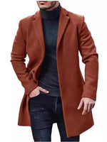 Men's Plus Size Classic Long Sleeve Overcoat - Farnelli