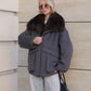 Rimini Genuine Fur Trim Wool Blend Parka in Graphite