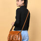 Classy Leather Bags 2-pocket leather sling crossbody bag for women, shown in a compact everyday design