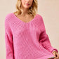 BiBi V-Neck Sweater with Colorful Trim - Farnelli