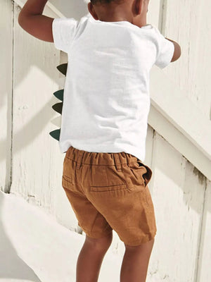 Children's Dinosaur Applique Short Sleeve T-Shirt - Farnelli