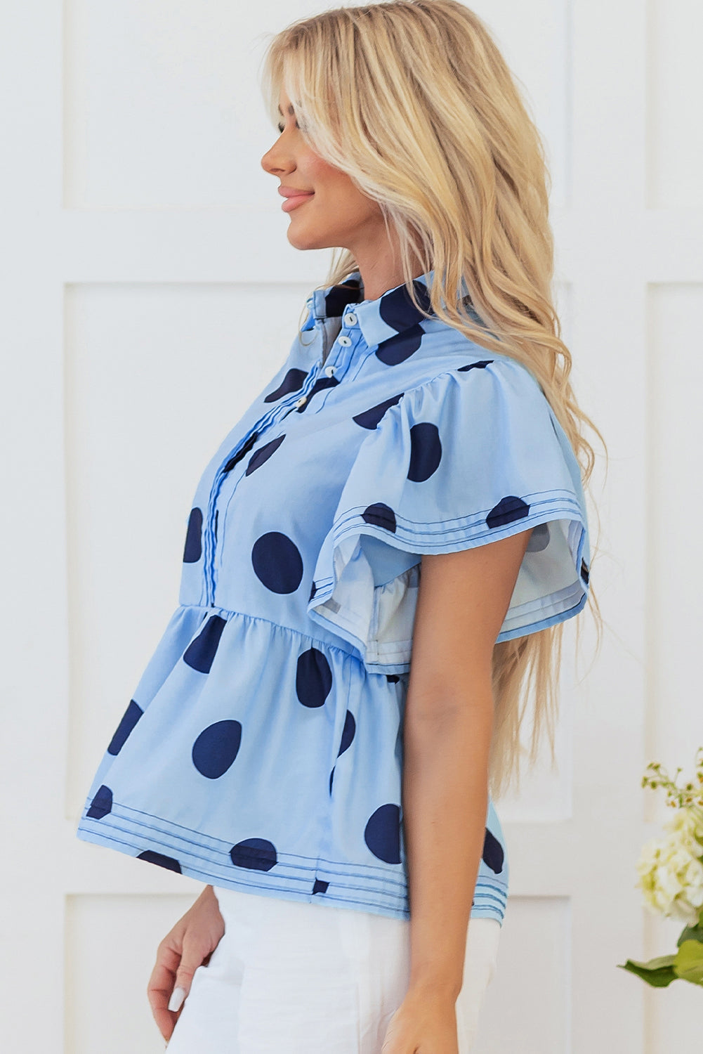 Journey Polka Dot Buttoned Blouse - Farnelli