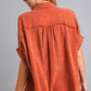 Umgee Full Size Cotton Gauze Mineral Wash Button Down Shirt Plus Size - Farnelli