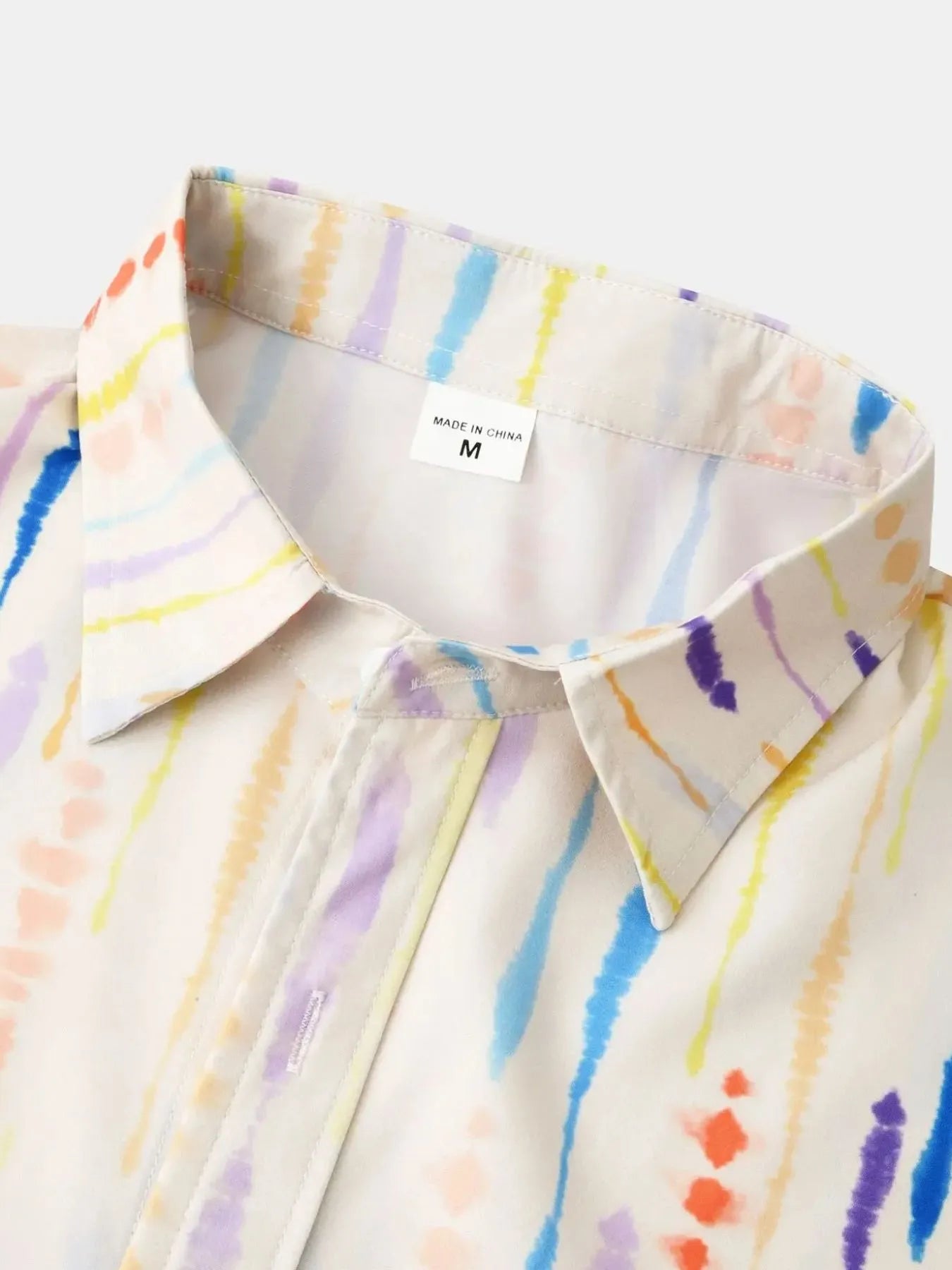 Men's Watercolor Stripe Print Long Sleeve  Shirt - Farnelli