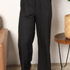Double Take Drawstring Smocked Waist Wide Leg Pants - Black