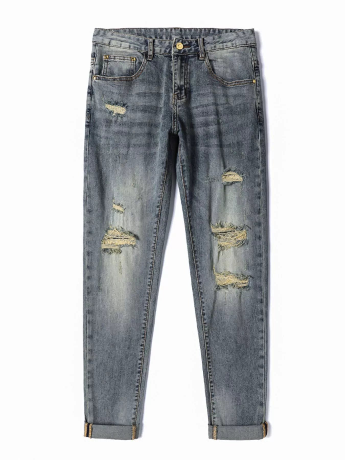 Men's Distressed Slim Fit Jeans - Farnelli
