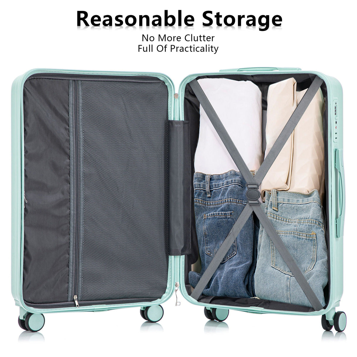 HouseOfZazla 3-piece spinner wheel luggage set with combination locks, shown togethereriwa