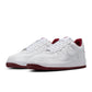 Nike Men's Kobe Air Force 1 Low sneakers in white and team red, showing the side view of the athletic footwear.