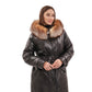 Genuine Fox Fur Trim Mid Length Coat