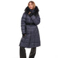 Cyrus Genuine Fur Trim Down Fill Coat in Navy