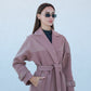 Rose Leather Trim Cashmere Blend Overcoat