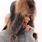 Genuine Silver Fox Fur Genuine Leather Hat