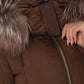Genuine Silver Fox Fur Trim Down Coat
