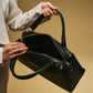 Zita (black) - Italian calf leather women's handbag (with shoulder strap)