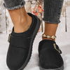 Cozy Buckle Suede Winter Slippers - Black