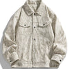 Men's Plus Size Corduroy Button-Down Casual Jacket - Ivory