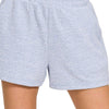 Zenana Soft Melange Hacci Elastic Waist Band Shorts - LT BLUE