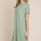 BOMBOM Ribbed Round Neck Short Sleeve Dress - Farnelli