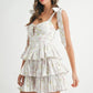MABLE Floral Print Shoulder Tie Layered Mini Dress - Farnelli