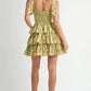 MABLE Floral Print Shoulder Tie Layered Mini Dress - Farnelli