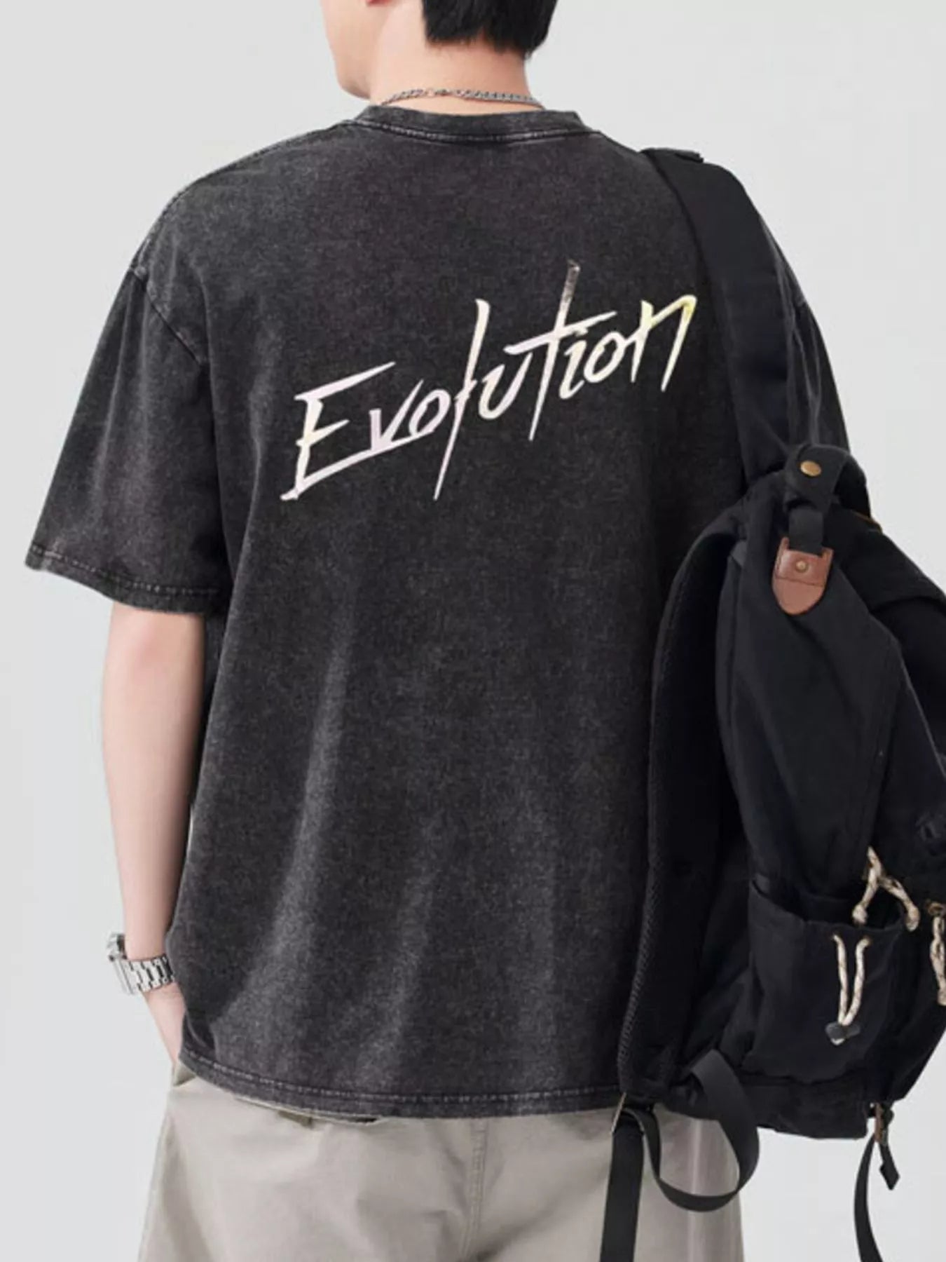 Men's Letter Round Neck Short Sleeve T-Shirt - Farnelli