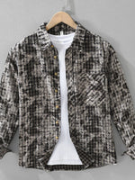 Men's Plus Size Button Up Long Sleeve Printed Shirt - Farnelli