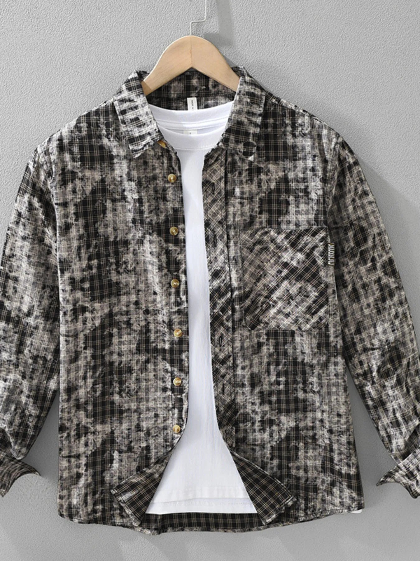 Men's Plus Size Button Up Long Sleeve Printed Shirt - Farnelli