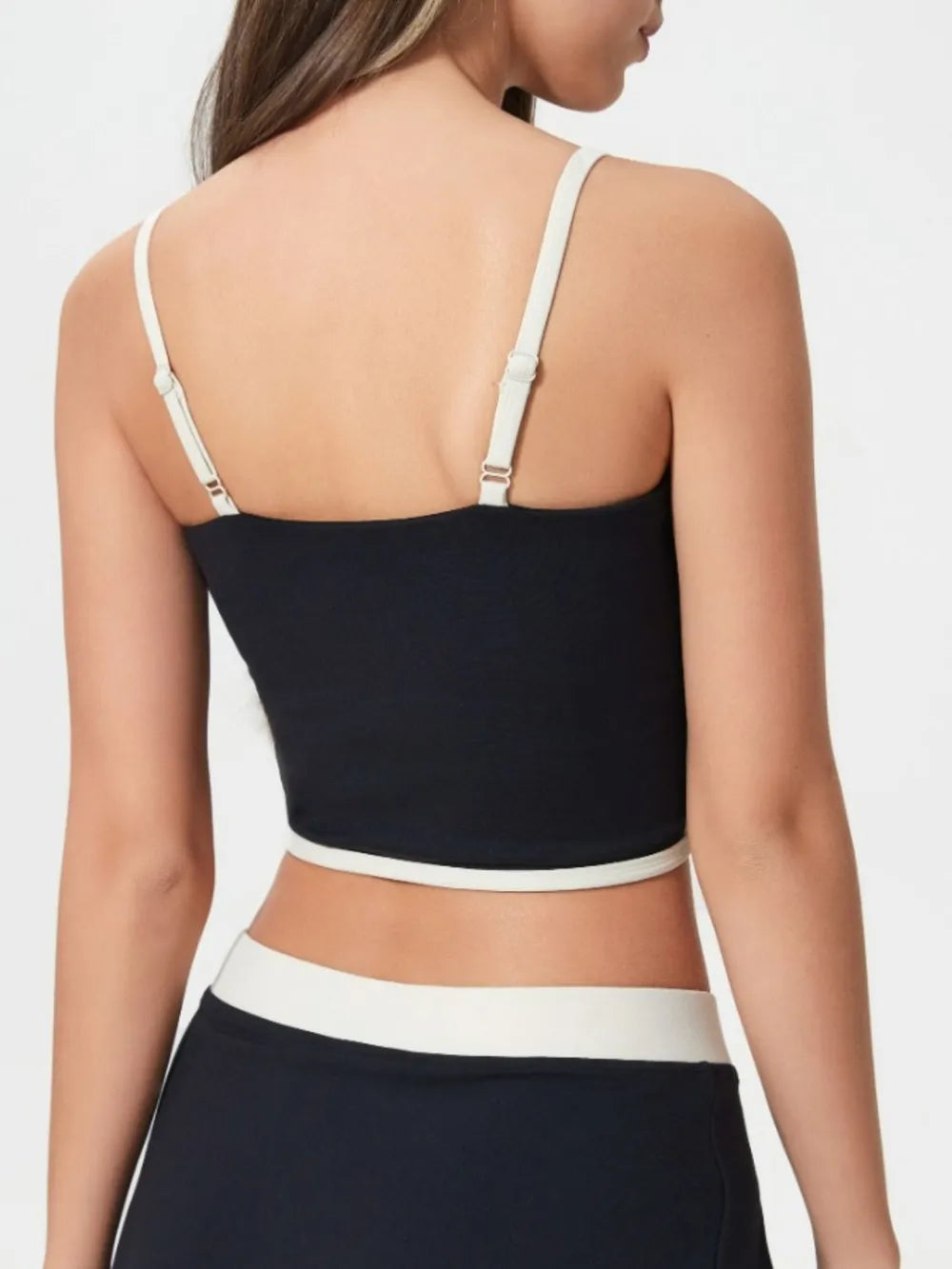 Millennia Contrast Trim Square Neck Active Cami with Detachable Chest Pads - Farnelli