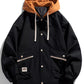 Men's Plus Size Two-Tone Hooded Button-Up Jacket - Farnelli
