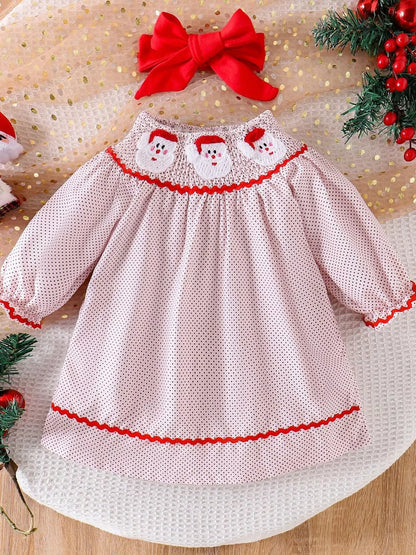 Children's Christmas Santa Embroidered Dress - Farnelli