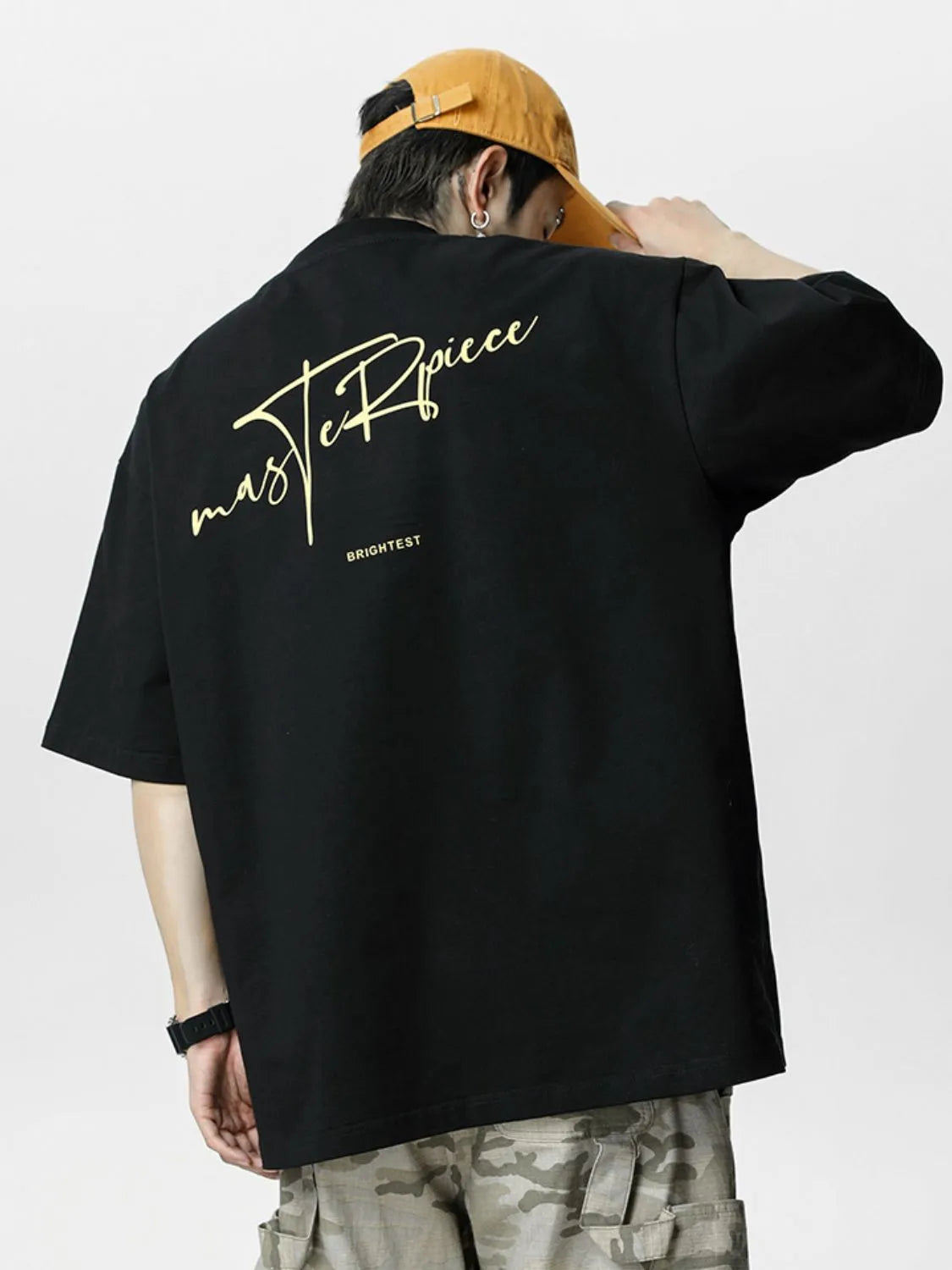 Men's Plus Size Round Neck Letter Graphic T-Shirt - Farnelli