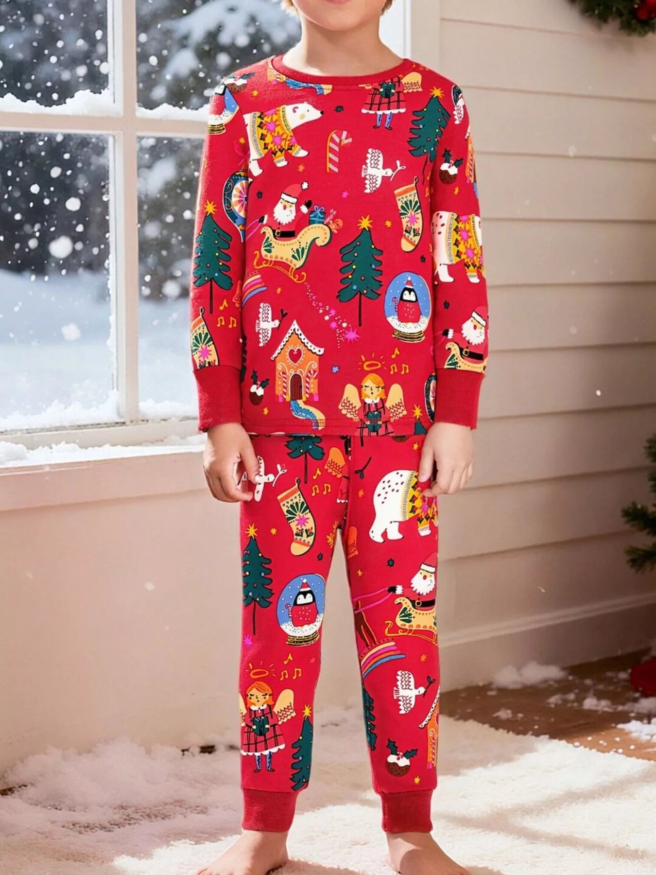 Children's Christmas Print Pajama Set - Farnelli