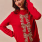 SO ME Sequins Bow Ribbon Embellished Christmas Sweater - Farnelli