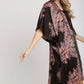 Umgee Satin Border Print Short Sleeve Open Front Kimono - Farnelli