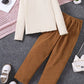 Children's Ruffle Trim Ribbed Top & Corduroy Pants Set - Farnelli