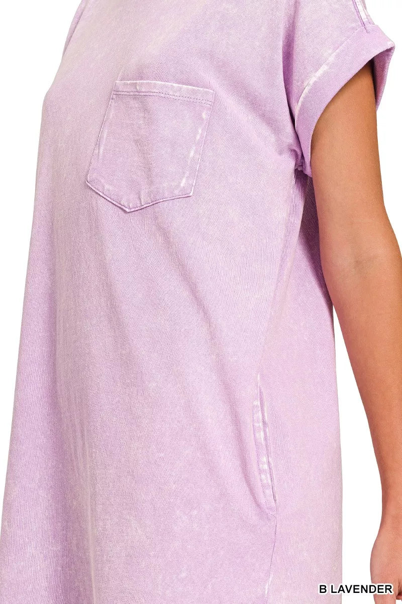 Zenana Premium Cotton Washed T-Shirt Dress - Farnelli