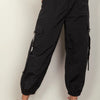 VERY J Elastic Waist Woven Cargo Pants - Black