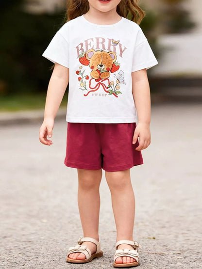 Children's Bear Graphic T-Shirt & Shorts Set - Farnelli